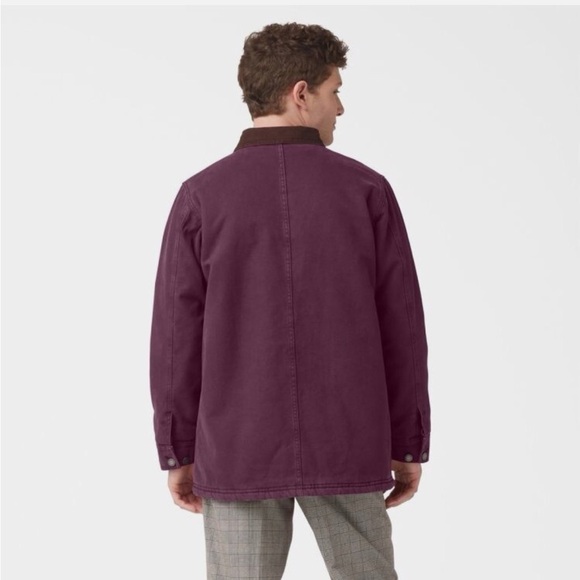 BNWT Dickies Stonewashed Duck Lined Chore Coat Stonewashed Grape Wine Small XS S - Picture 3 of 11